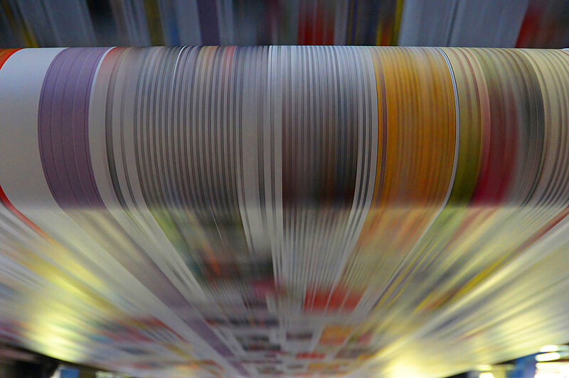 Paper roll in an industrial printing machine