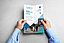 Open flyer in blue tones